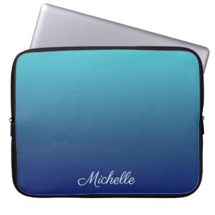 Personalised blue ombre gradient laptop sleeve