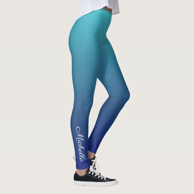 Personalised blue ombre gradient leggings (Right)