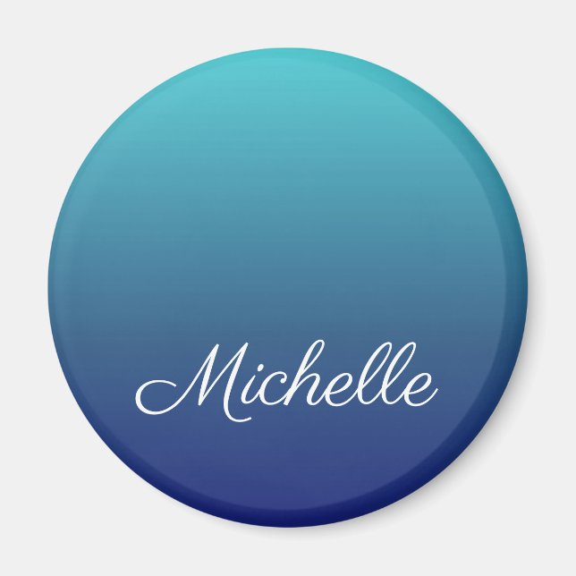 Personalised blue ombre gradient magnet (Front)