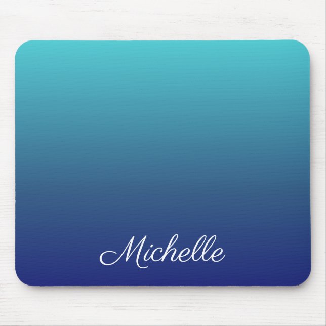 Personalised blue ombre gradient mouse pad (Front)