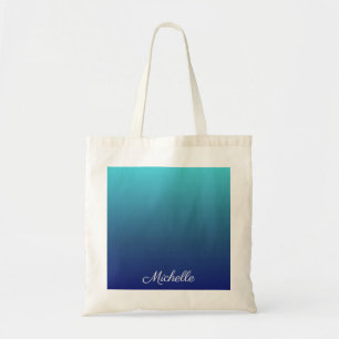 Personalised blue ombre gradient tote bag