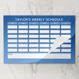 Personalised Blue Ombre Weekly School Schedule