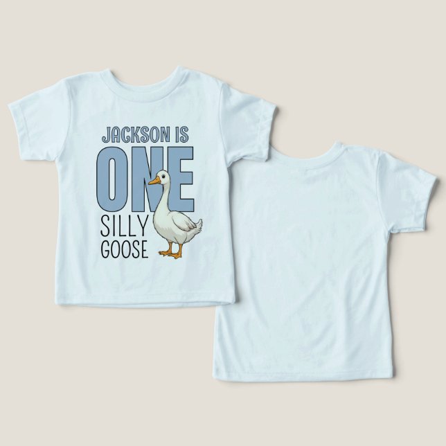 Personalised Blue One Silly Goose First Birthday (Design Front & Back)