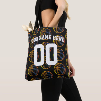Personalised Blue Orange Yellow  Basketball Sports Tote Bag