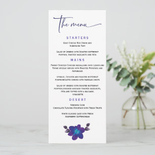 Personalised Blue Orchid Wedding Menu Template