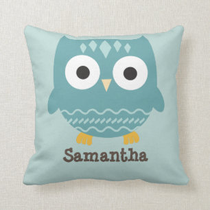 Personalised Blue Owl Pillow