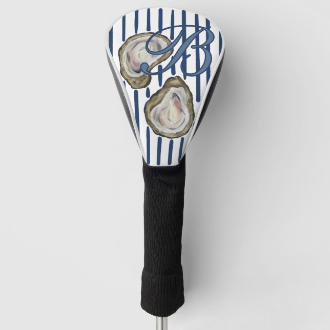 Personalised Blue Oyster Shells Golf Head Cover (Front)