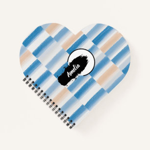 Personalised Blue Peach Watercolor Heart Notebook