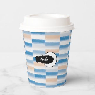 Personalised Blue Peach Watercolor Paper Cups
