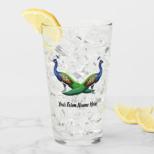 Personalised Blue Peacock Farm Glass