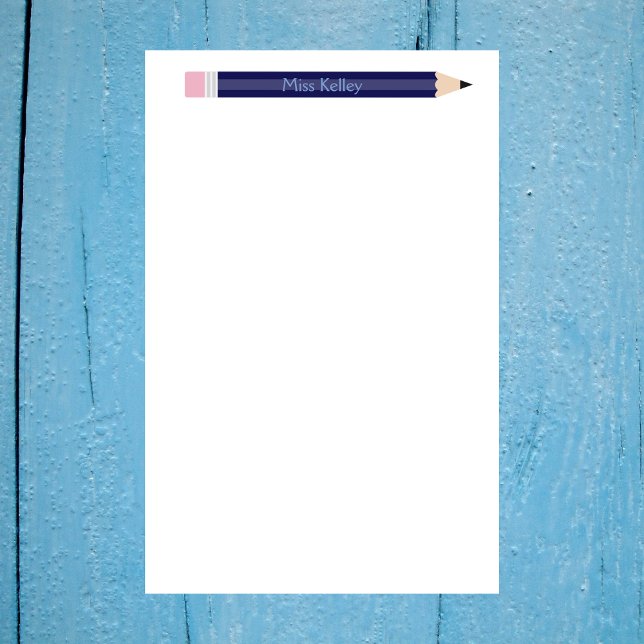 Personalised Blue Pencil Teacher Custom Stationery (Creator Uploaded)