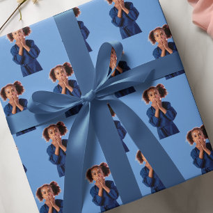 Personalised Blue Photo Collage Kids Birthday Wrapping Paper
