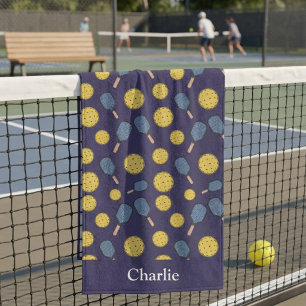 Personalised Blue Pickleball Beach Towel