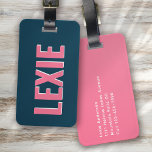 Personalised Blue Pink Monogram Shadow Luggage Tag<br><div class="desc">Liven up your luggage with this personalised design that's perfect for travellers</div>