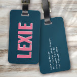 Personalised Blue Pink Monogram Shadow Luggage Tag<br><div class="desc">Liven up your luggage with this personalised design that's perfect for travellers</div>