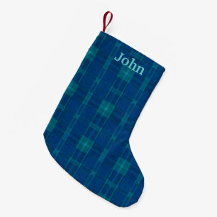 Personalised Blue Plaid Christmas Stocking