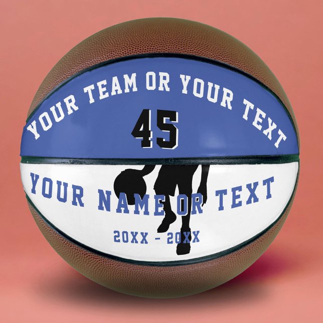 Personalised Blue Player Silhouette Team Kids Basketball (Creator Uploaded)