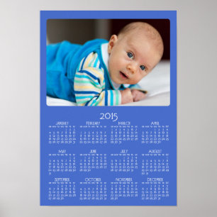 Personalised Blue Poster Yearly Calendar 2015