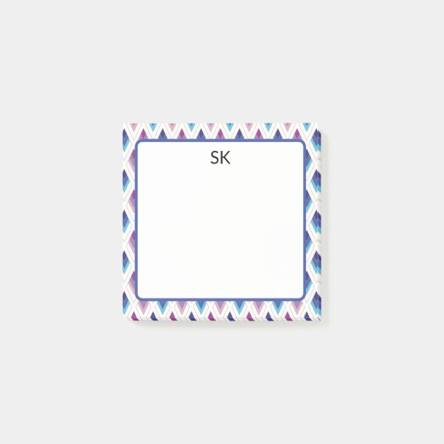 Personalised Blue & Purple Geometric Post-it Notes (Front)