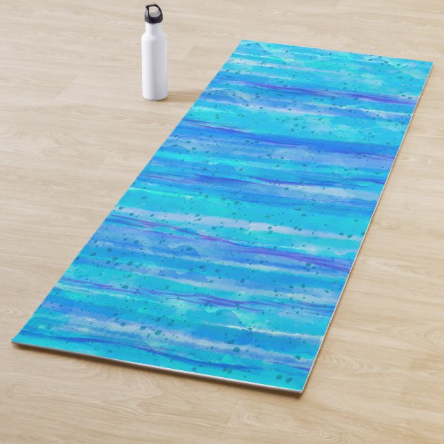 Personalised Blue, Purple, Teal, Aqua Abstract  Yoga Mat (In Situ)