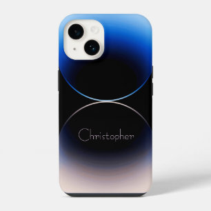 Personalised blue Radial Texture iphone 15 14 Case