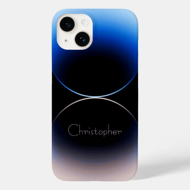 Personalised blue Radial Texture iphone 15 Case-Mate iPhone Case (Back)