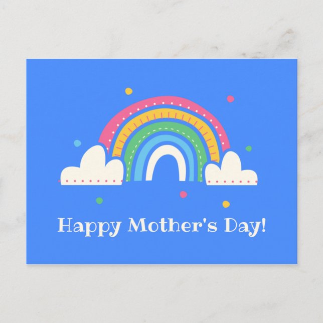 Personalised - Blue Rainbow Mother's Day Postcard (Front)