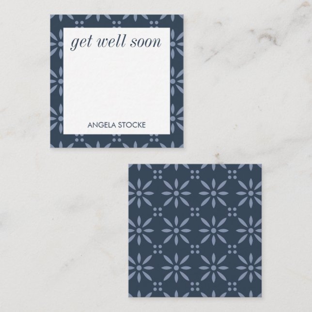 Personalised Blue Retro Flower Card (Front/Back)