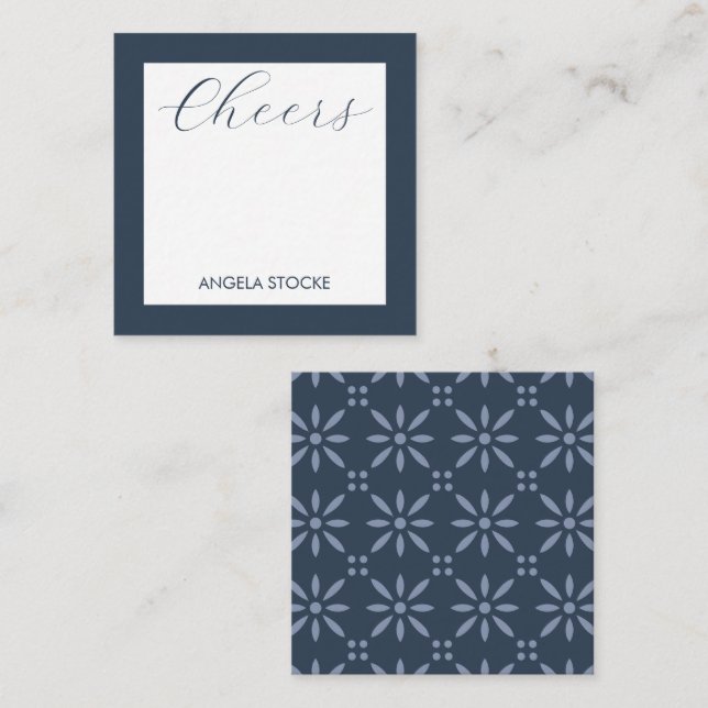 Personalised Blue Retro Flower Card (Front/Back)