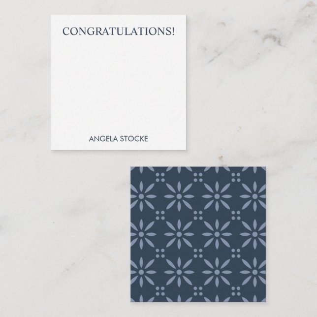 Personalised Blue Retro Flower Card (Front/Back)