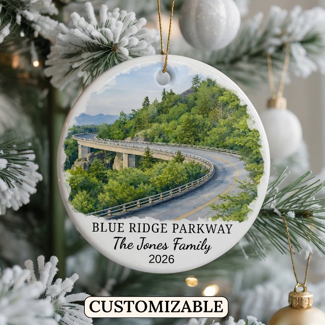 Personalised Blue Ridge Parkway, North Carolina Ceramic Tree Decoration (Creator Uploaded)