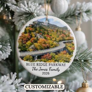 Personalised Blue Ridge Parkway, North Carolina Ceramic Tree Decoration