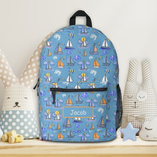Personalised Blue Sailing Boat Backpack