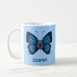 Personalised Blue Sapphire Butterfly Gemstone Coffee Mug