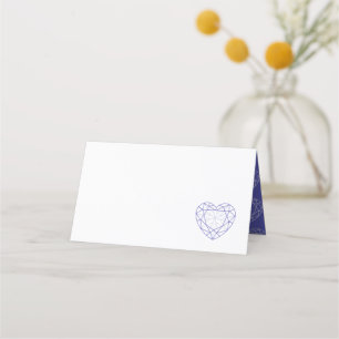 Personalised blue sapphire heart place guest card
