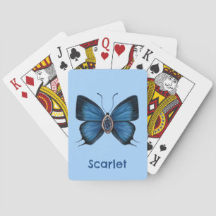 Personalised Blue Sapphire Peacock Royal Butterfly Playing Cards