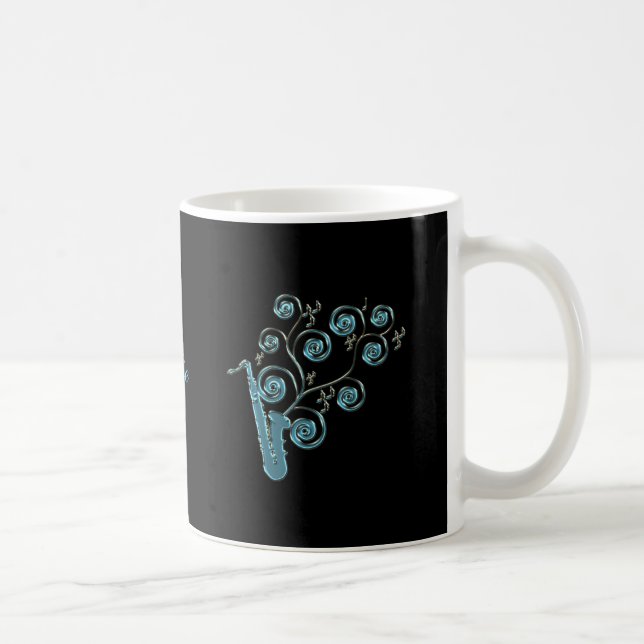 Personalised Blue Saxophone Music Mug (Right)