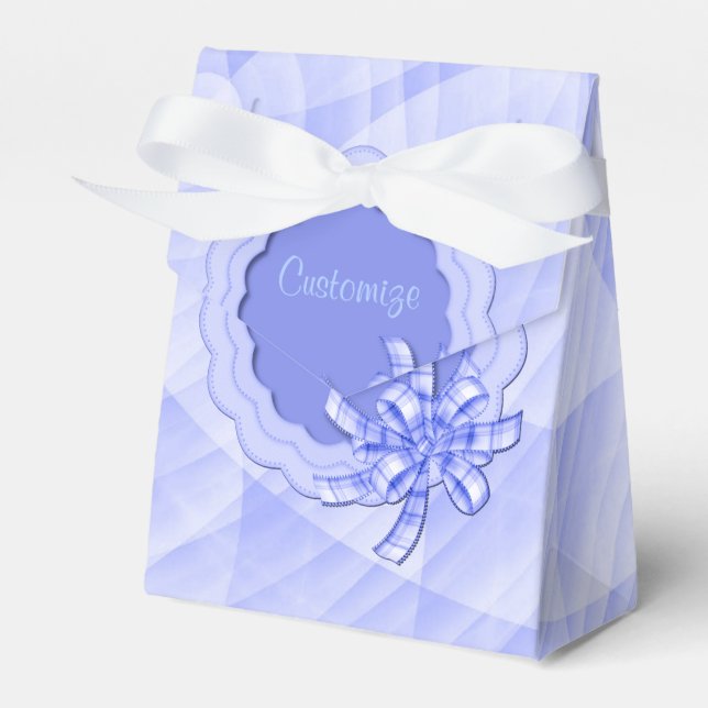Personalised Blue Scalloped Frame Favour Box (Front Side)
