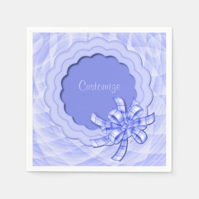 Personalised Blue Scalloped Frame Napkins (Front)