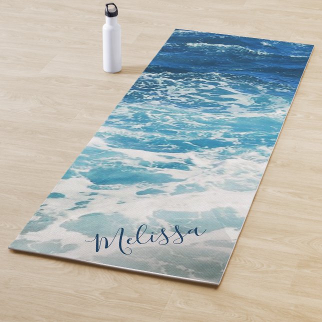 Personalised Blue Sea and Waves Yoga Mat (In Situ)