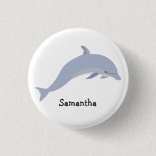 Personalised Blue Sea Dolphin 3 Cm Round Badge