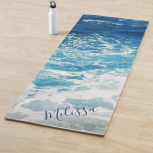 Personalised Blue Seas and Waves Ocean Yoga Mat