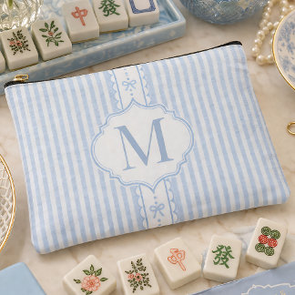 Personalised Blue Seersucker Mahjong Tile Bag
