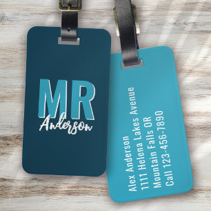 Personalised Blue Shadow Mr Husband Luggage Tag