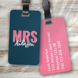 Personalised Blue Shadow Mrs Wife Luggage Tag<br><div class="desc">Liven up your luggage with this personalised design that's perfect for newlyweds</div>