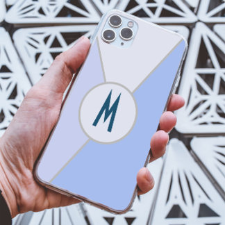 Personalised Blue Sleek modern Geometric monogram iPhone 16 Pro Max Case