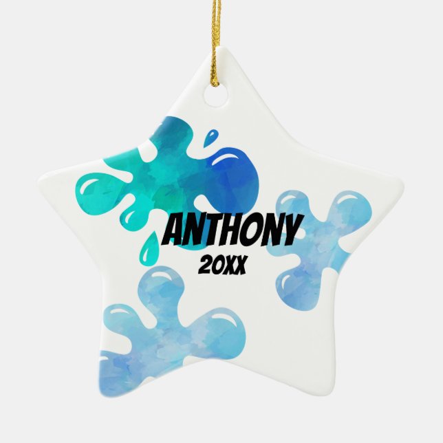 Personalised Blue Slime Christmas Ornament (Front)