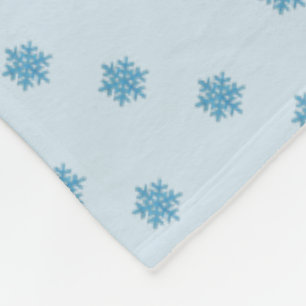 Personalised Blue Snow Snowflake Winter Holiday Fleece Blanket