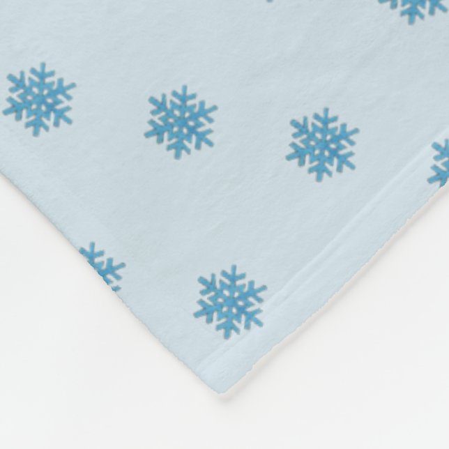 Personalised Blue Snow Snowflake Winter Holiday Fleece Blanket (Corner)