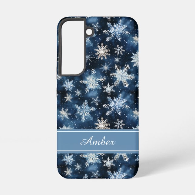 Personalised Blue Snowflake Phone Case (Back)